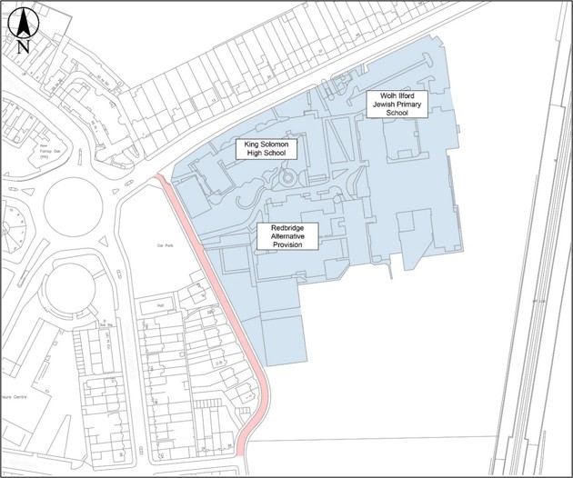 An overview of the King Solomon High School, Wohl Ilford Jewish Primary School and Happy Orkids School Street