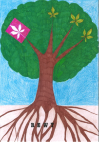 Redbridge Educational Wellbeing Team logo with tree detailing branches and roots