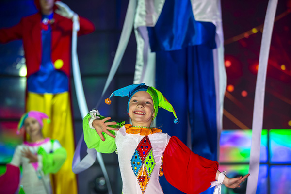 Children performing on stage