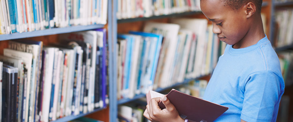 Library boy reading