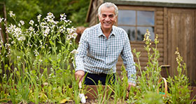 Man gardening outside 