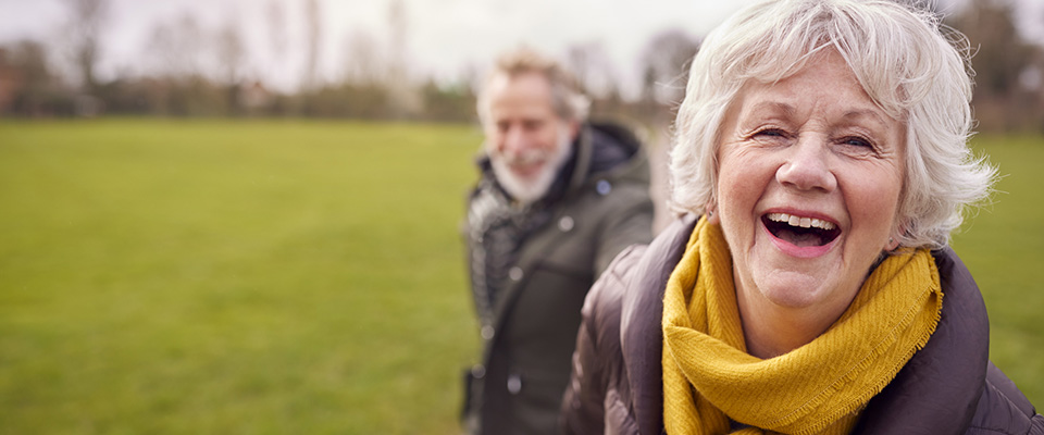 Couple outdoors in the park 