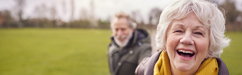 older lady walking in the park