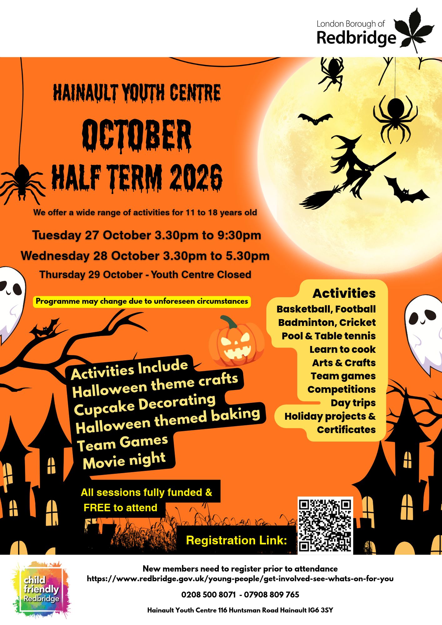Hainualt Youth Centre halloween poster
