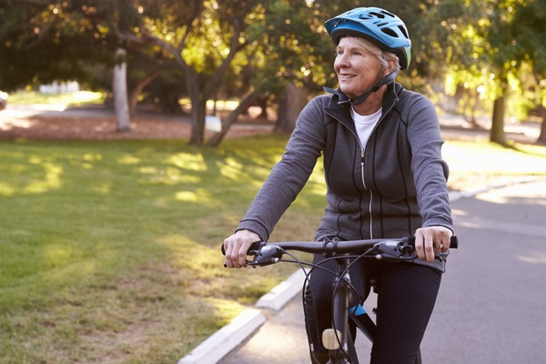 Lady cycling in the park