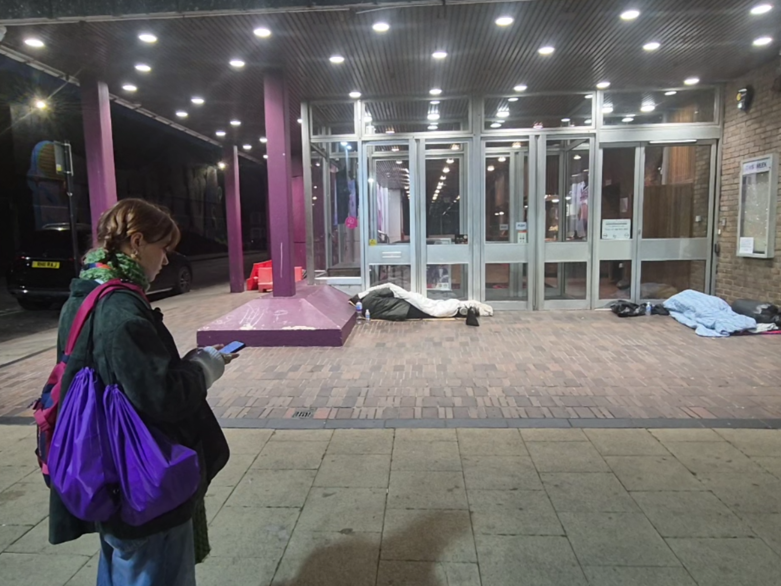 Outreach worker checks on people sleeping rough in Ilford