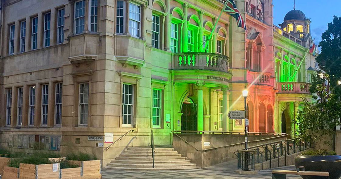 Ilford Town Hall with green tint