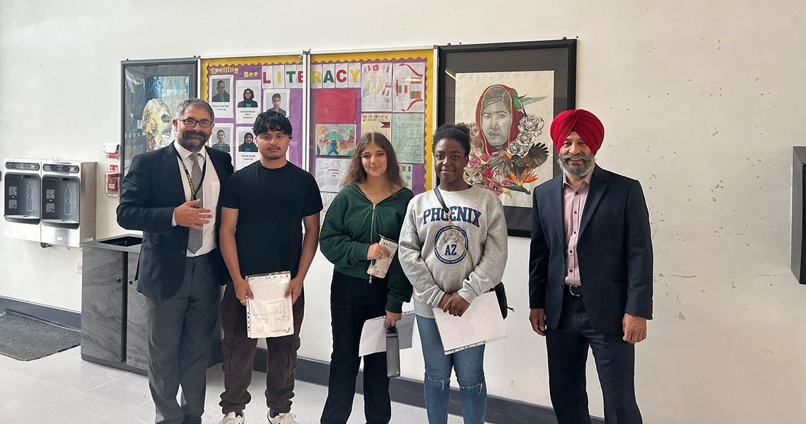 Teacher and pupils stood alongside Cllr Jas Athwal
