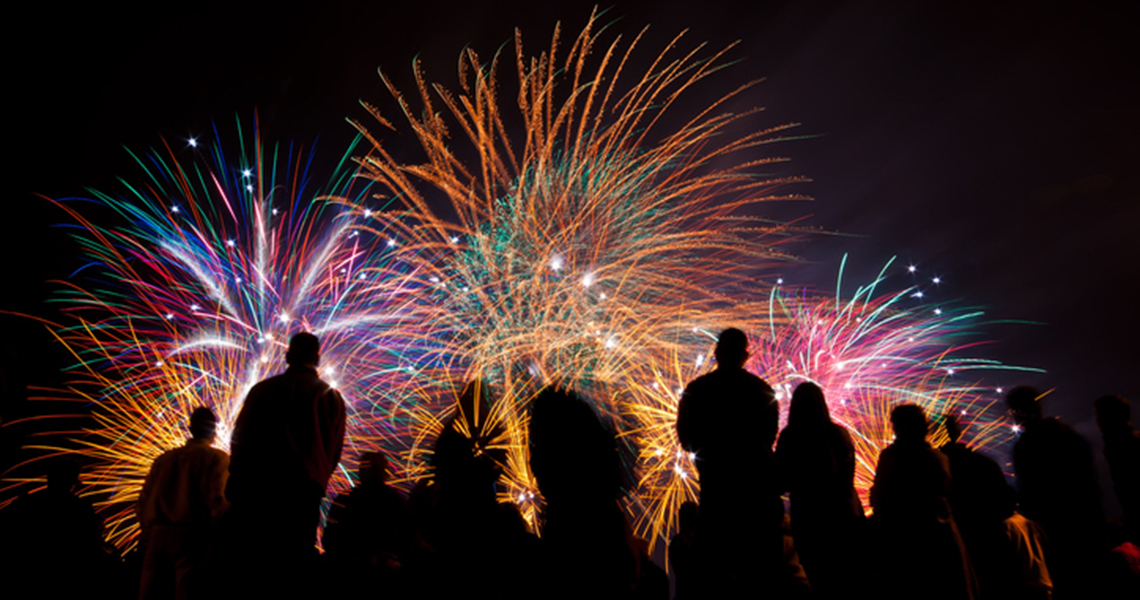 Graphic of people watching fireworks display