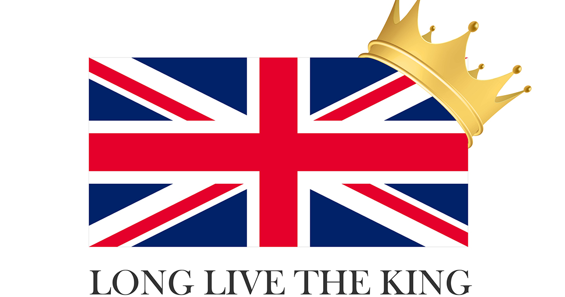 United Kingdom of Great Britain flag and golden crown