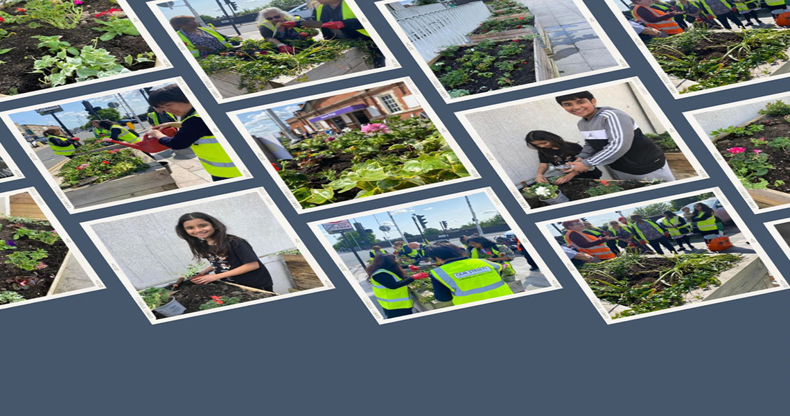 collage of people planting