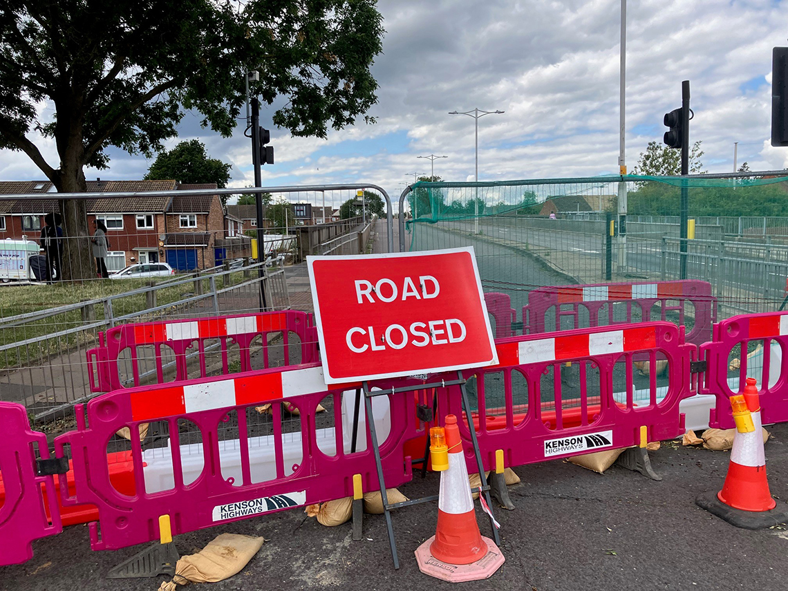 Road closure sign