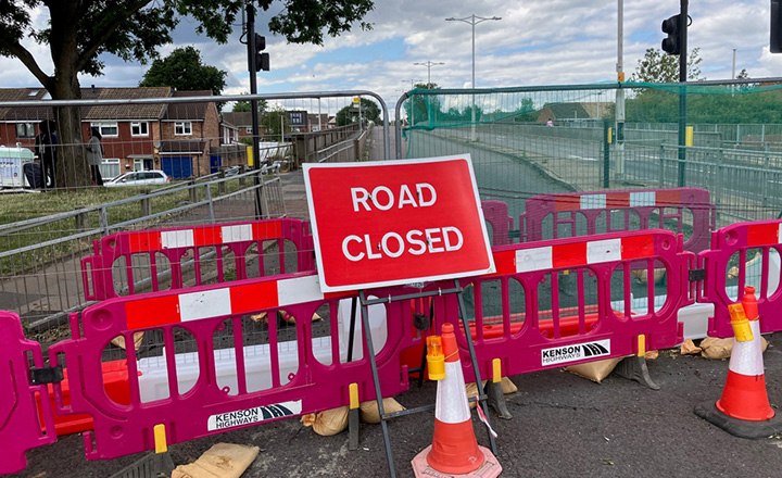 Road closure sign