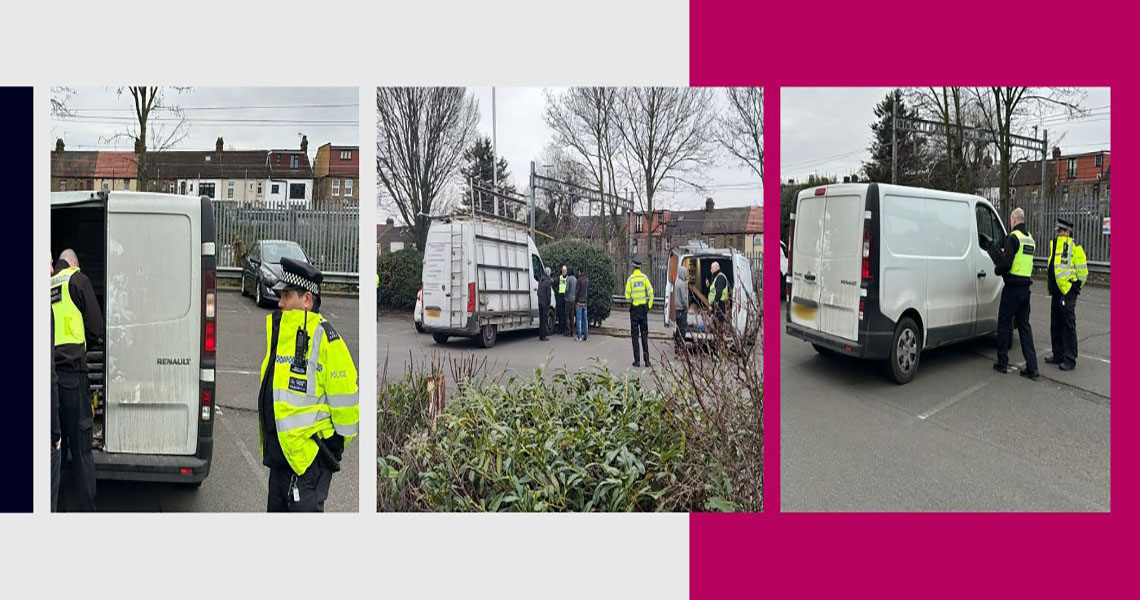 three images of vehicles being stopped