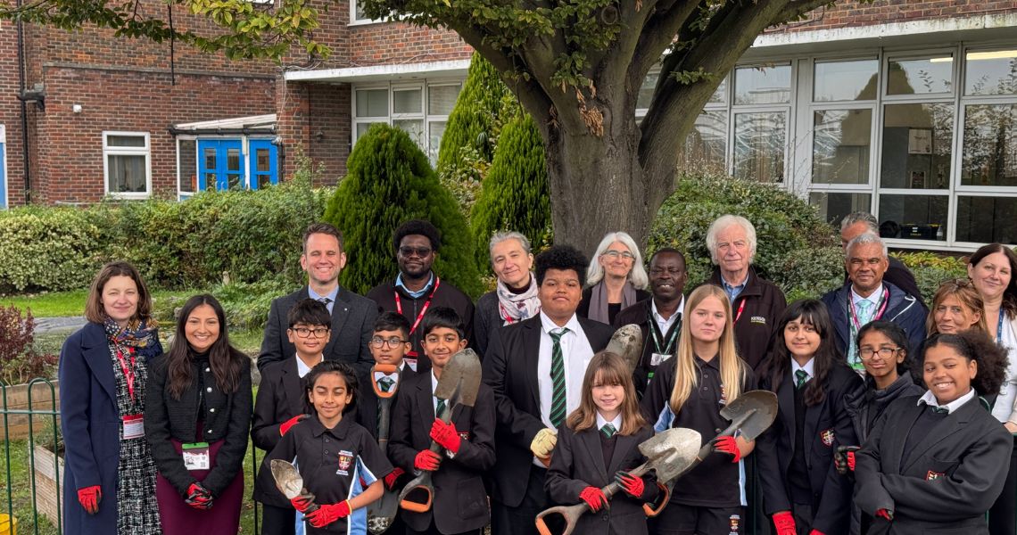 school children with cllrs