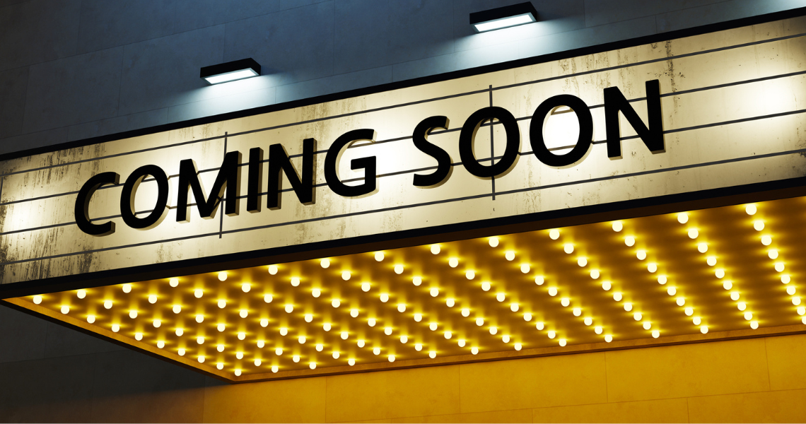Theater coming soontext background, 3d rendering