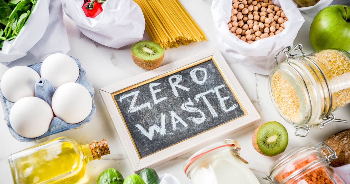 food spread out on table with wording at the centre