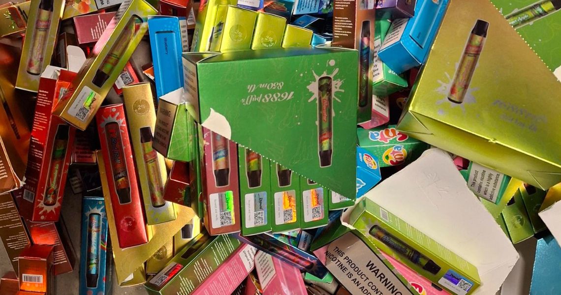 Hundreds of illegal vapes strewn