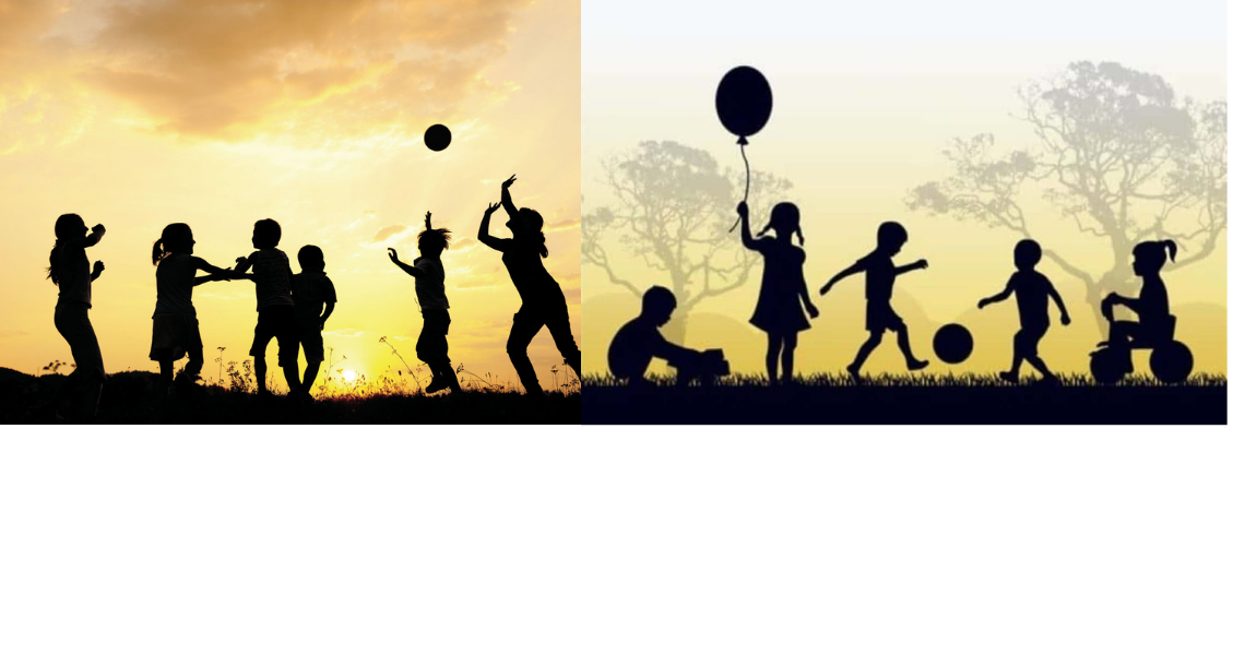 silhouette graphic of children playing