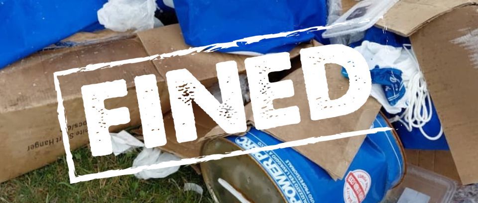 waste with word fined overlayed