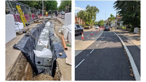 Hydrorock blocks being installed in Hermon Hill 