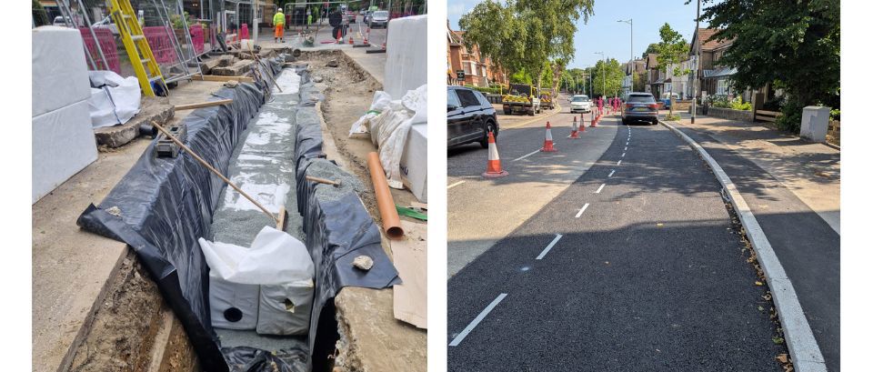 Hydrorock blocks being installed in Hermon Hill 