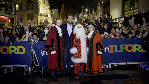 Kam Rai and Mayor with Santa in Ilford