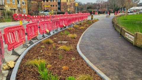 rain garden being created as part of flood alleviation works taking place in Clayhall