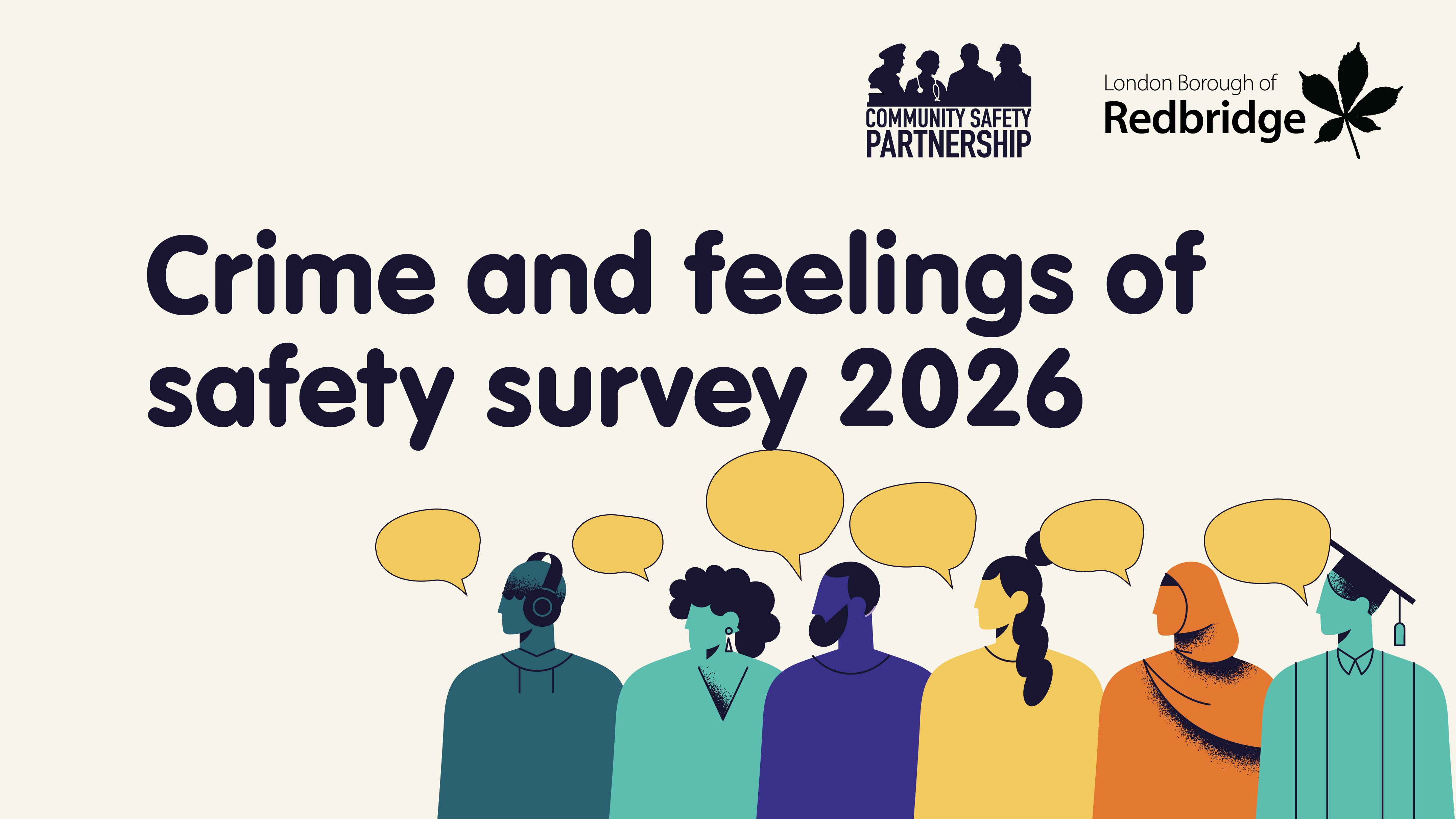 Promotional graphic for the Crime and Feelings of Safety Survey 2026.