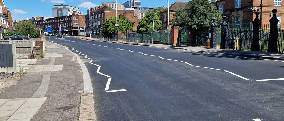 Newly resurfaced Cranbrook Road