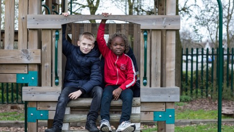 Children on swing