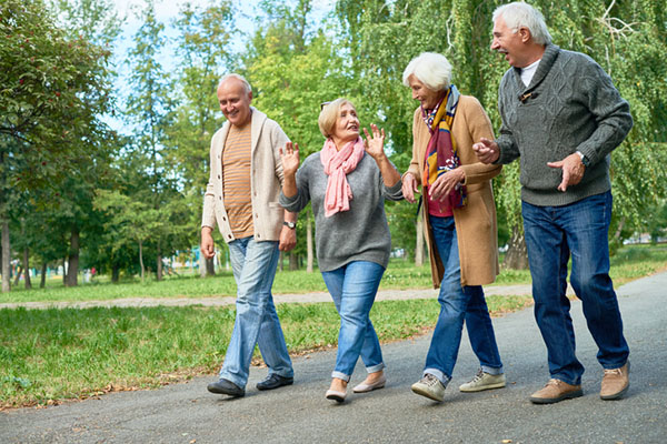 Walking group in park