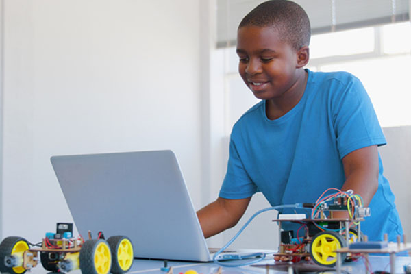 Boy coding