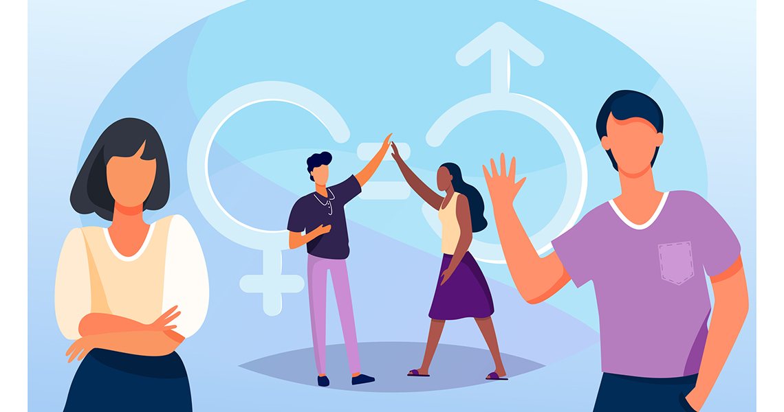 Four animated figures