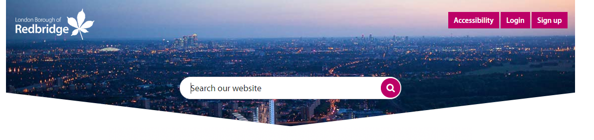 screenshot of the top of the website showing where the accessibility tab is